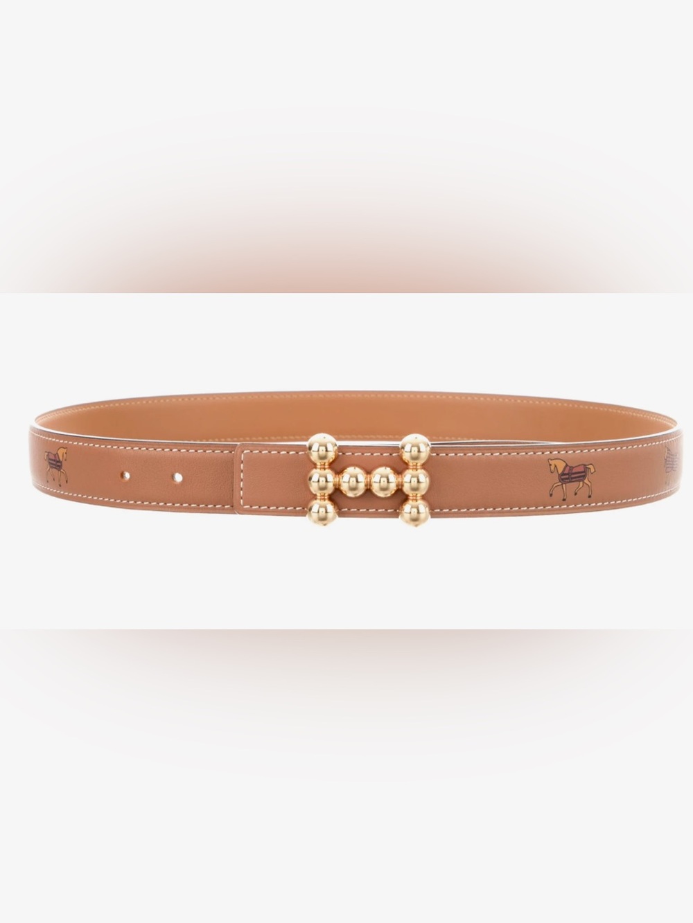 Extremely rare Hermès H bubble revisible leather belt with horse motif